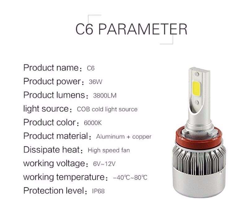 C6 LED HEADLIGHT with  H4 Connector