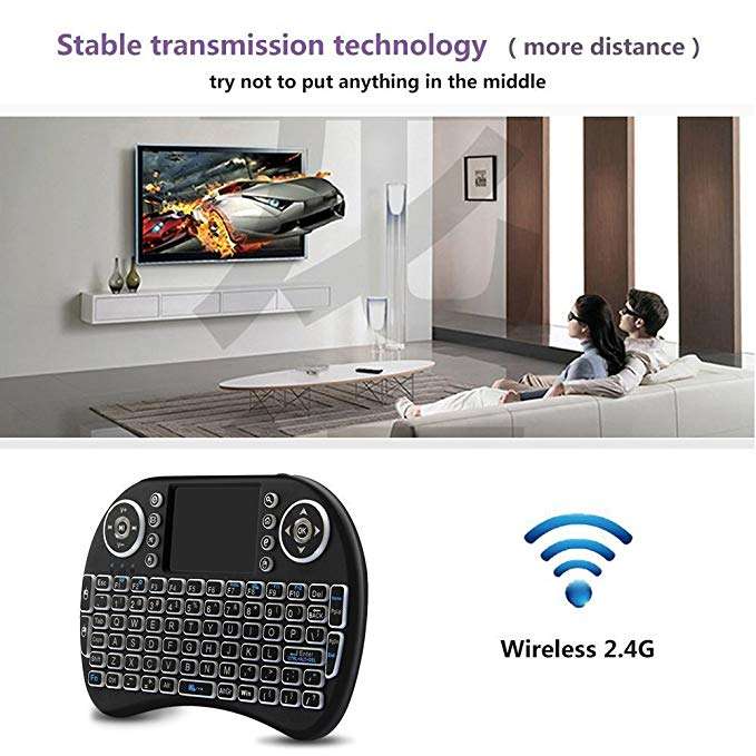 Rechargable 3 Color Backlit Mini Wireless Keyboard with Touchpad for TV BOX, PC, LAPTOP