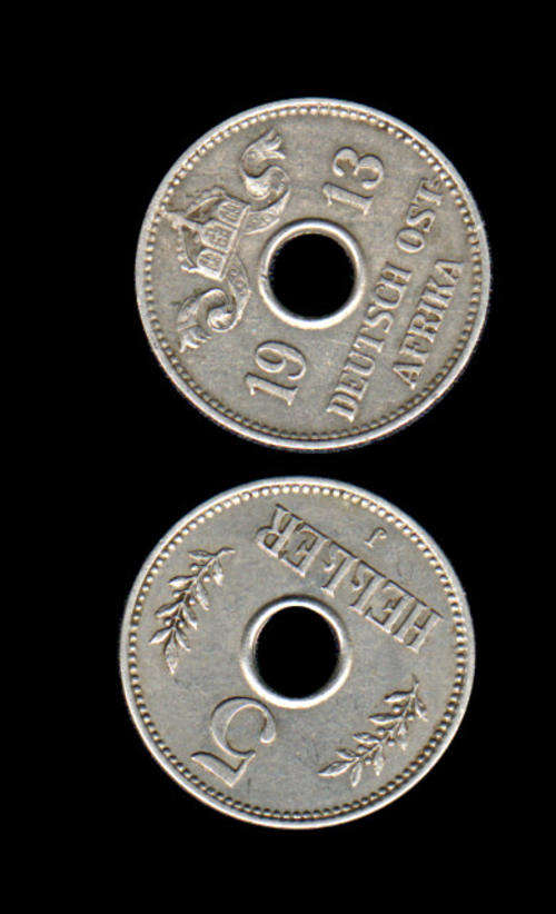 Deutsh Ostafrika 5 Heller 1913/1914 A/J