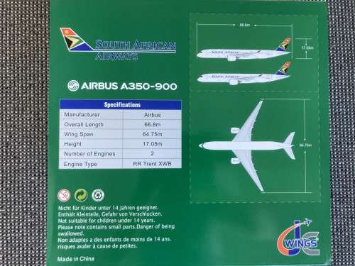 South African Airways A350 aircraft model 1:200 scale