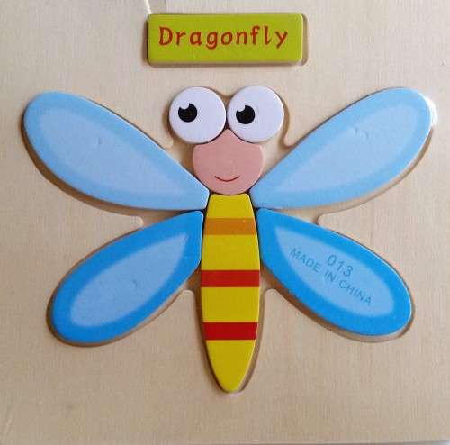 WOODEN Dragonfly Puzzle - In frame, bright, colourful and educational - Great Stocking Filler !
