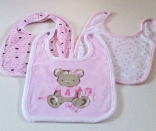 3  Pink BIBS - All in like new condition