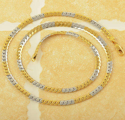 Handsome 9k Yellow & White Gold Filled Men's Necklace, 24''