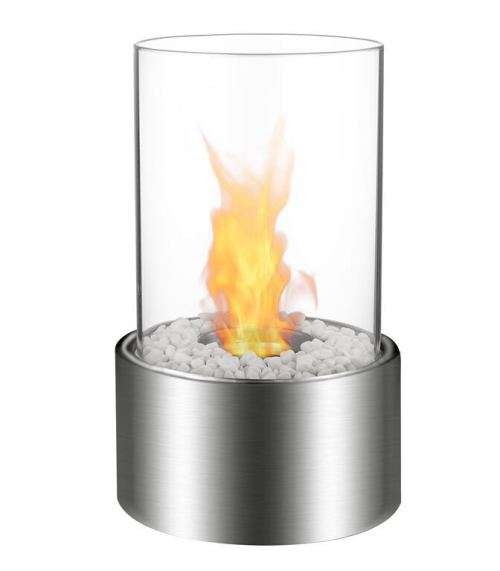 Round Ethanol Tabletop Fireplaces Silver