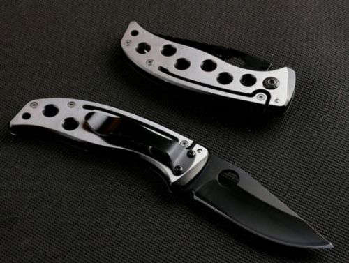 SILVER HANDLED FLIP KNIFE