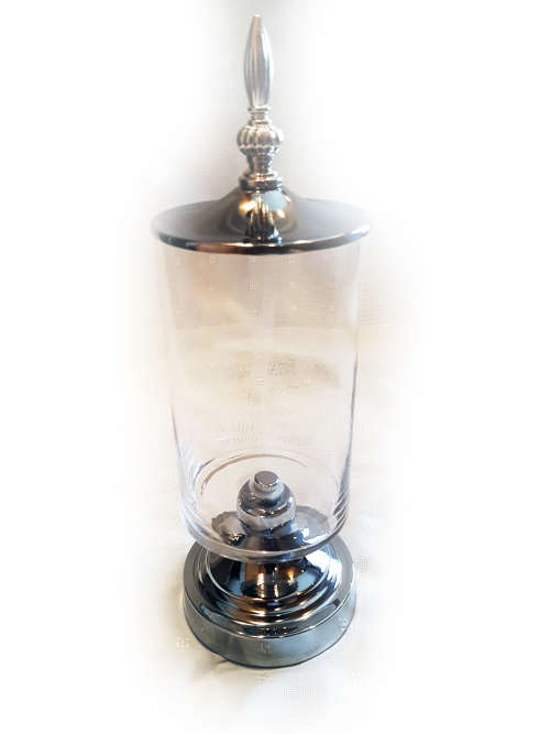 GLASS PUWTER STAINLESS STEEL  CANDY JAR **R799**