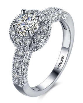 Platinum Plated Simulated Diamond Ring