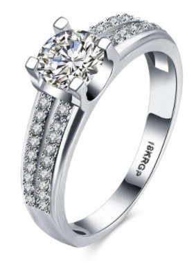 Platinum Plated Simulated Diamond Ring