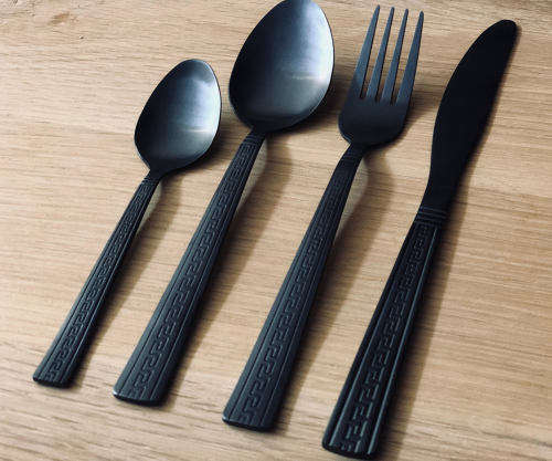 Designer 24pc Black Stainless Steel Cutlery Set