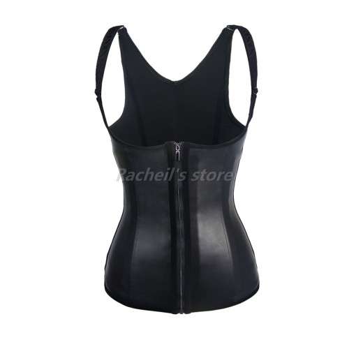 latex waist trainer vest latex surface leather look