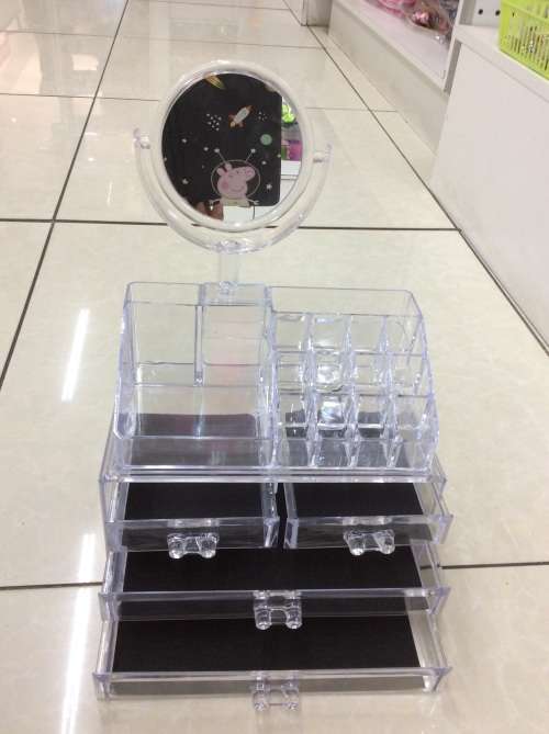 Cosmetic organizer with mirror