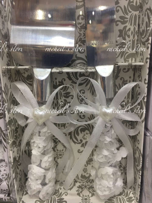 Wedding Wine/champagne glass set & Cake knife set