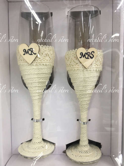 Wedding Wine/champagne glass set & Cake knife set
