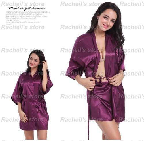 Satin Gown Satin robes brides maid dress above knee plain#fast shipping#