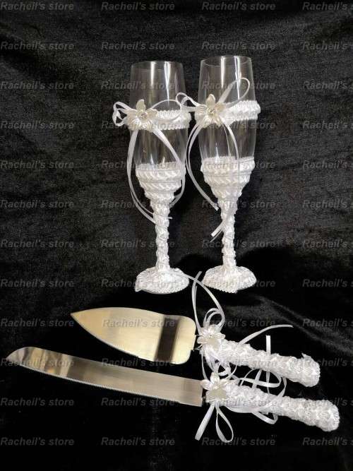 Wedding knife and wine set 4 pc in #fast shipping#