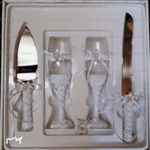 Wedding knife and wine set 4 pc in #fast shipping#