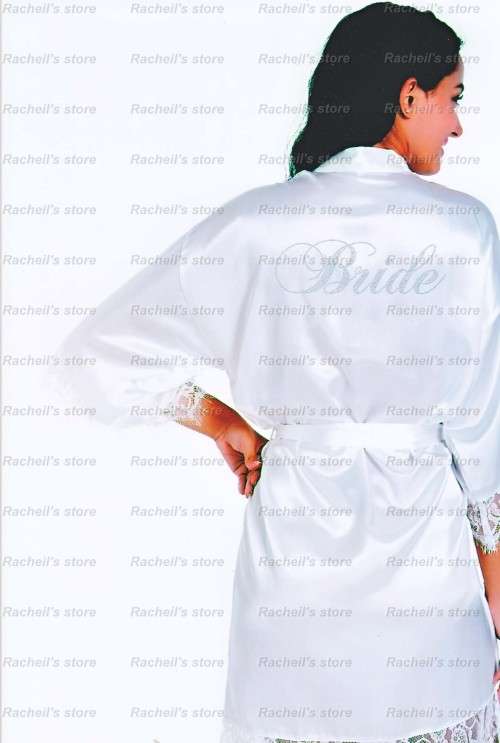 Lace Satin gown wedding robe sleeping gown sleeping robe short#Local stock#