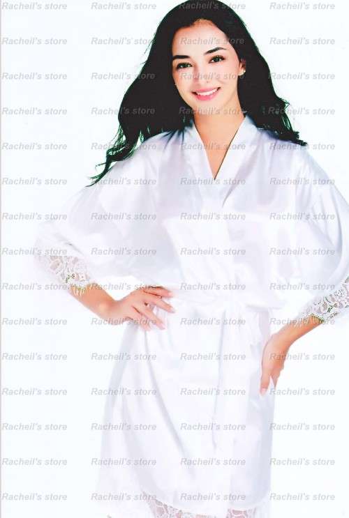 Lace Satin gown wedding robe sleeping gown sleeping robe short#Local stock#