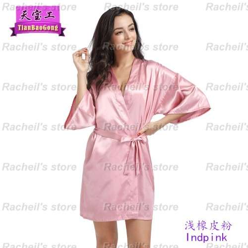 Satin gown wedding Satin robe sleeping gown sleeping robe short BLUSH PINK#local stock#