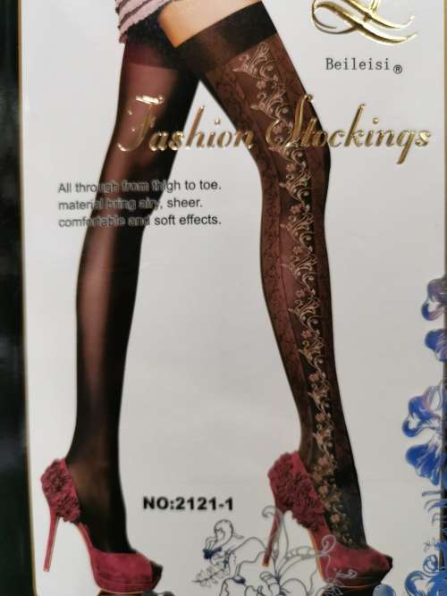 Thigh high stockings with pattern#local stock#