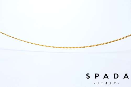 925 Sterling Silver Yellow Gold Plated Curb Chain 50cm - Authentic Italian