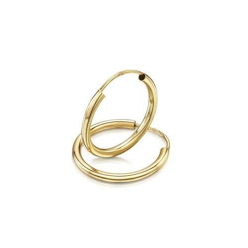 9kt Yellow Gold Sleeper Hoop Earrings - 15mm
