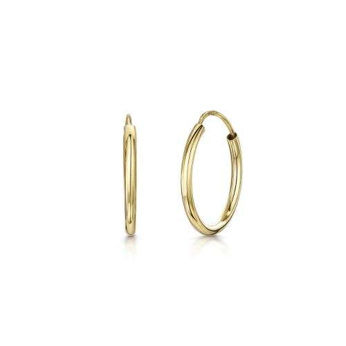 9kt Yellow Gold Sleeper Hoop Earrings - 15mm