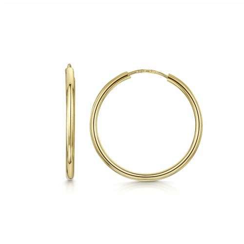 9kt Yellow Gold Sleeper Hoop Earrings - 15mm