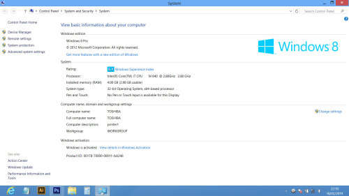 i7 Laptop -(under R3000) Toshiba - for Graphic Designer - has photo shop + ai installed