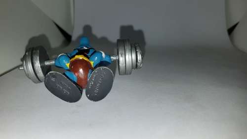 Smurfs 40507 Weightlifter Hefty Smurf Barbell Figure Vintage PVC Toy Schleich HK