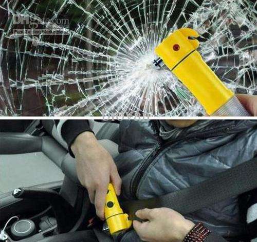 5 in 1 Car LED Flashlight Emergency Hammer & Seat belt Cutter