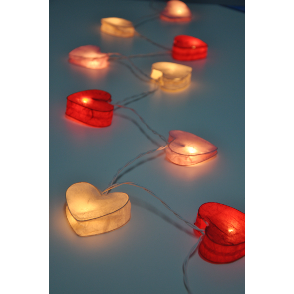 Red, Pink & White Heart String Lights - 3 Meters Long With 20 Lights