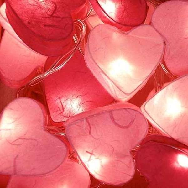 Red, Pink & White Heart String Lights - 3 Meters Long With 20 Lights