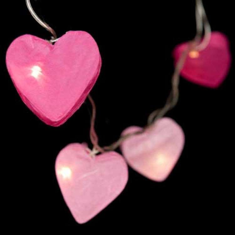 Red, Pink & White Heart String Lights - 3 Meters Long With 20 Lights