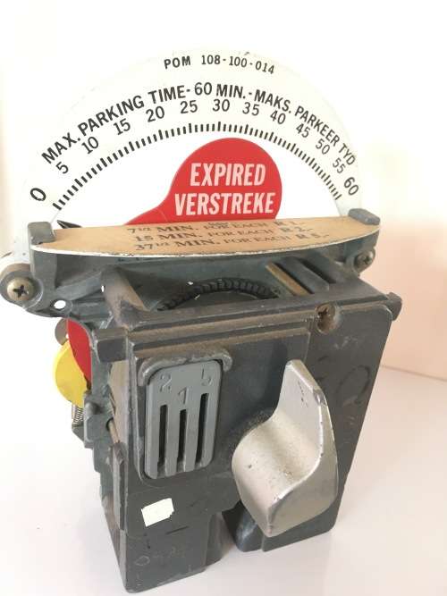 Duncan Parking Meter Clock and cash boxes Uses R1, R2 and R5 coins