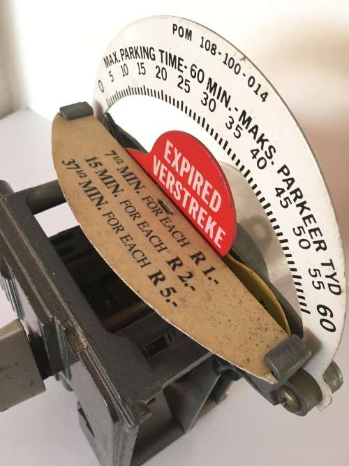 Duncan Parking Meter Clock and cash boxes Uses R1, R2 and R5 coins