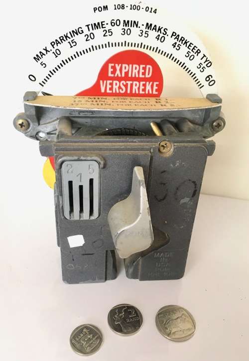 Duncan Parking Meter Clock and cash boxes Uses R1, R2 and R5 coins