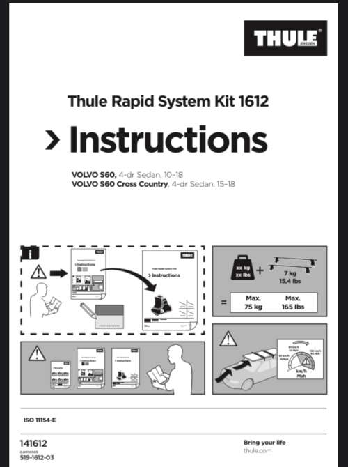 Thule 1612 Fit Kit for Volvo S60