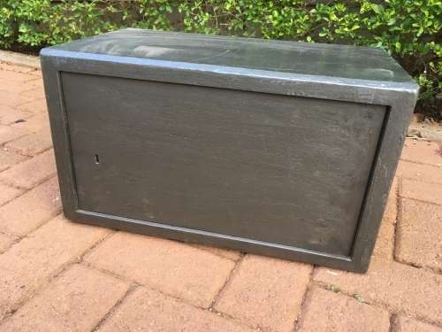 Steel wall safe. 45cm wide x 26cm high x 26cm deep.