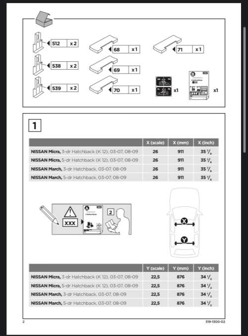 Thule 1300 Fit Kit for Nissan Micra