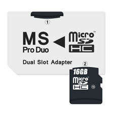 PSP Dual-Slot SDHC MicroSD/TF Card to MS Pro Duo Memory Adapter