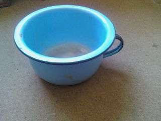 ENAMEL BLUE CHAMBER POT