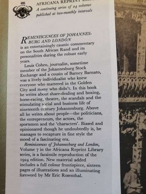 REMINISCENCES OF JOHANNESBURG AND LONDON - Louis Cohen