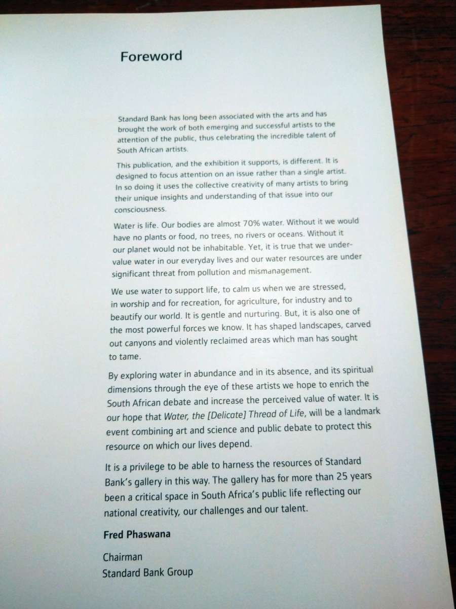 WATER, THE [DELICATE] THREAD OF LIFE -  Standard Bank Gallery Exhibition Catalogue