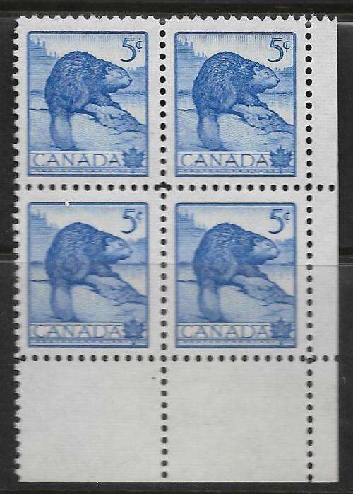 Canada MNH Block of 4 - 1954 Animals American Beaver um