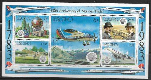 Lesotho MNH 1983 Manned Flight / Balloon MS um