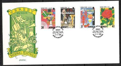 Jersey 1998 FDC Europa Festivals / Music / Food/ Rose Cat R80