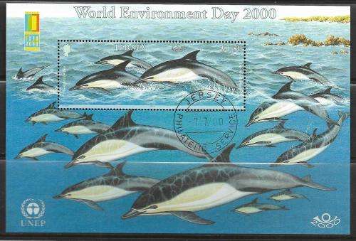Jersey 2000 CTO Marine Mammals MS / Dolphins - Overprint, see left top corner