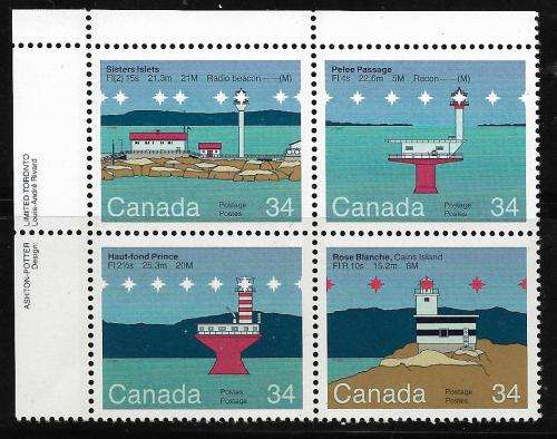 Canada MNH 1985  / Lighthouses Control Block um Cat 8 Pounds+