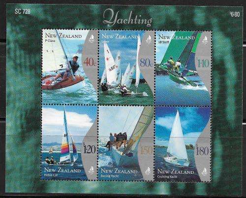 New Zealand MNH 1999 Yachting MS Cat = R140.00 Face = R67